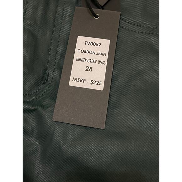 Si Tu Veux Hunter Green Wax Gordon Jeans Superstack Size 28 - Picture 3 of 4